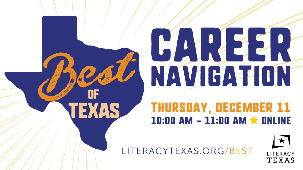 Career navigation isn’t just a checklist—it’s a journey. It’s the process of discovering who you are, where you want to go, and what it’ll take to get there. For adult learners, that journey is rarely linear. 

We'll focus on career navigation in December: literacytexas.org/calendar/best-…