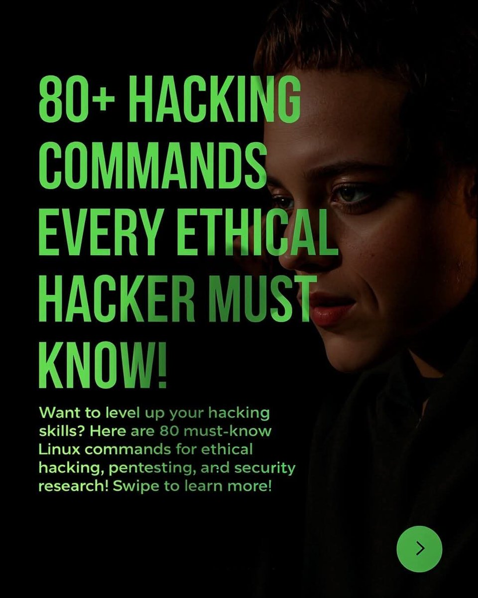 Anastasis_King's tweet image. 💻 𝟖𝟎+ 𝐋𝐢𝐧𝐮𝐱 𝐂𝐨𝐦𝐦𝐚𝐧𝐝𝐬 𝐄𝐯𝐞𝐫𝐲 𝐄𝐭𝐡𝐢𝐜𝐚𝐥 𝐇𝐚𝐜𝐤𝐞𝐫 𝐌𝐮𝐬𝐭 𝐊𝐧𝐨𝐰 ⚔️⁣⁣⁣⁣

#EthicalHacking #Linux #KaliLinux #CyberSecurity #InfoSec #Hacking #Pentesting #RedTeam #BlueTeam #CommandLine #SecurityTools