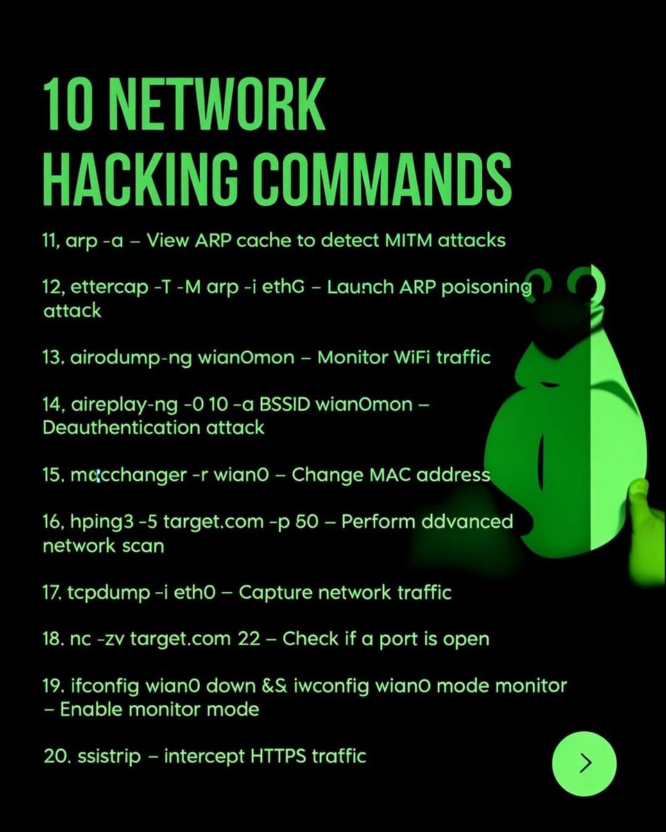 Anastasis_King's tweet image. 💻 𝟖𝟎+ 𝐋𝐢𝐧𝐮𝐱 𝐂𝐨𝐦𝐦𝐚𝐧𝐝𝐬 𝐄𝐯𝐞𝐫𝐲 𝐄𝐭𝐡𝐢𝐜𝐚𝐥 𝐇𝐚𝐜𝐤𝐞𝐫 𝐌𝐮𝐬𝐭 𝐊𝐧𝐨𝐰 ⚔️⁣⁣⁣⁣

#EthicalHacking #Linux #KaliLinux #CyberSecurity #InfoSec #Hacking #Pentesting #RedTeam #BlueTeam #CommandLine #SecurityTools