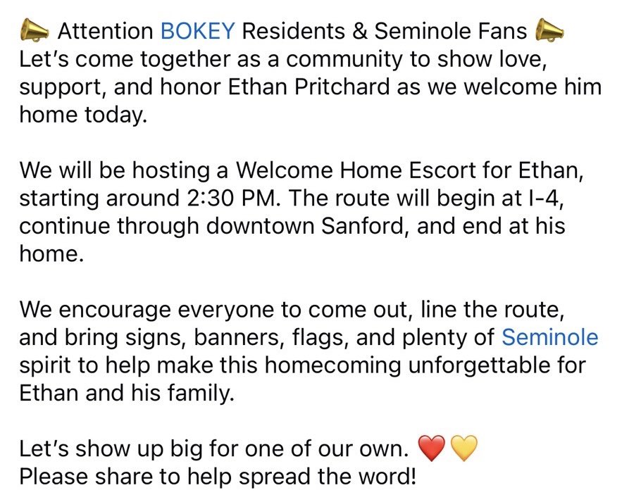 Lets welcome Ethan home the right way! 🖤🧡🤍🏈 #Bokey