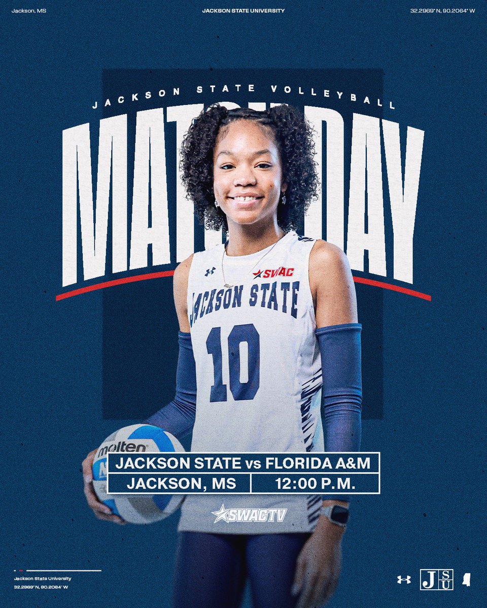 GoJSUTigersVB's tweet image. 🏐GAME DAY🏐

🆚: Florida A&amp;amp;M
📍: Jackson, MS
🏟️: Lee E. Williams AAC
⏰: 12 pm 
📊: shorturl.at/9D9NV
💻: tv.swac.org

#THEEiLove | #GoJSUTigersVB🐅