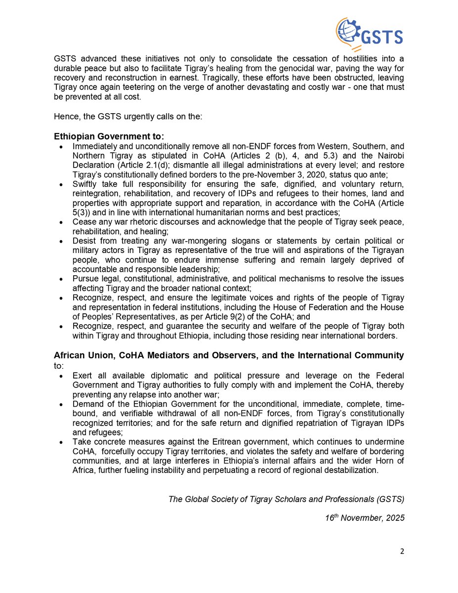 Global Society of Tigray Scholars & Professionals tweet media