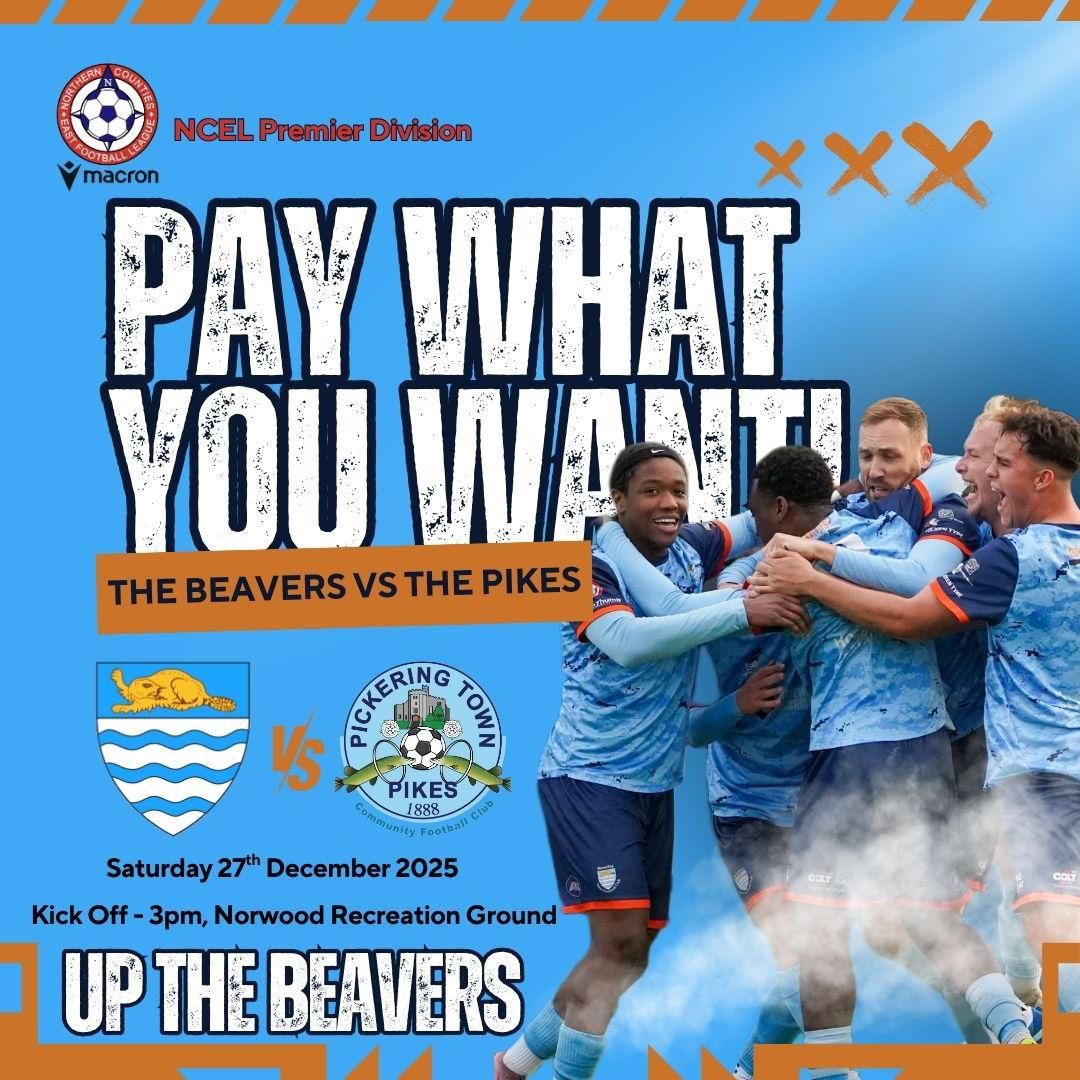 PAY WHAT YOU WANT | 💰 

Not thought about your Christmas Shopping yet? We know things can get tight over the festive period!

Let us look after you at Beverley Town with a Pay What You Want fixture on the 27th December.

Let this one be a season of good cheer! 🎄<a href="/PickeringTownFC/">Pickering Town FC</a>