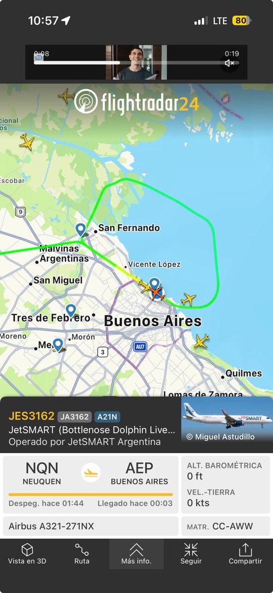 ⁦<a href="/SirChandlerBlog/">Sir Chandler Blog</a>⁩ “escape” en AEP del JA3162 x viento cruzado imprevisto- Lo logramos en el 2do intento. Flamante el Airbus A 321 Neo. Y super profesional la tripulación. Como sucede en estos casos cerrado aplauso 👏 de los 240 pax (vuelo a Full)
