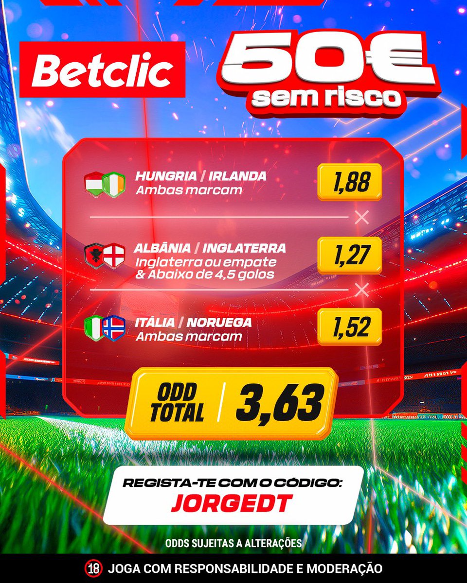 JTransferencias's tweet photo. Um jogo já leva 6 minutos mas foi assim a minha aposta para os jogos de hoje, a ver se hoje não há golos aos 94 para estragar o BOOM…😅

Usa o código “JORGEDT” para uma 1.a aposta sem risco até 50€ na Betclic! Divirtam se!

Link: https://t.co/JS7ulJRDUr https://t.co/V7ZFogv1xo