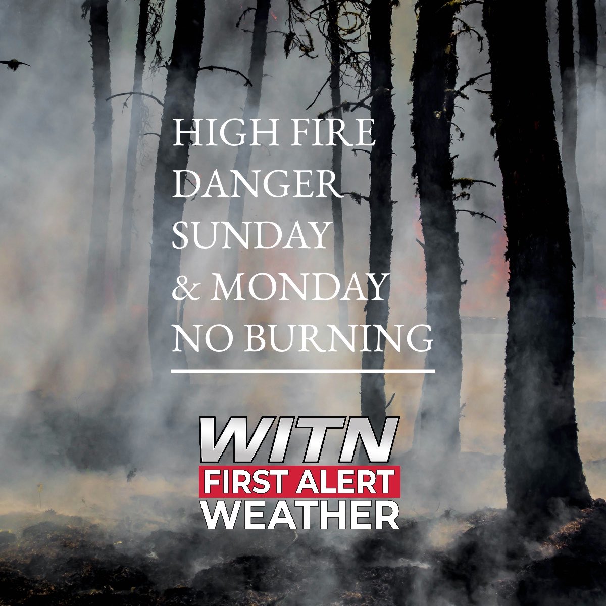 No burning through Monday. Today’s cold front will kick up the winds as really dry air arrives. The lowest humidity settles in on Monday with a breeze still around. Fires will spread quickly in these conditions despite recent rain. #ncwx