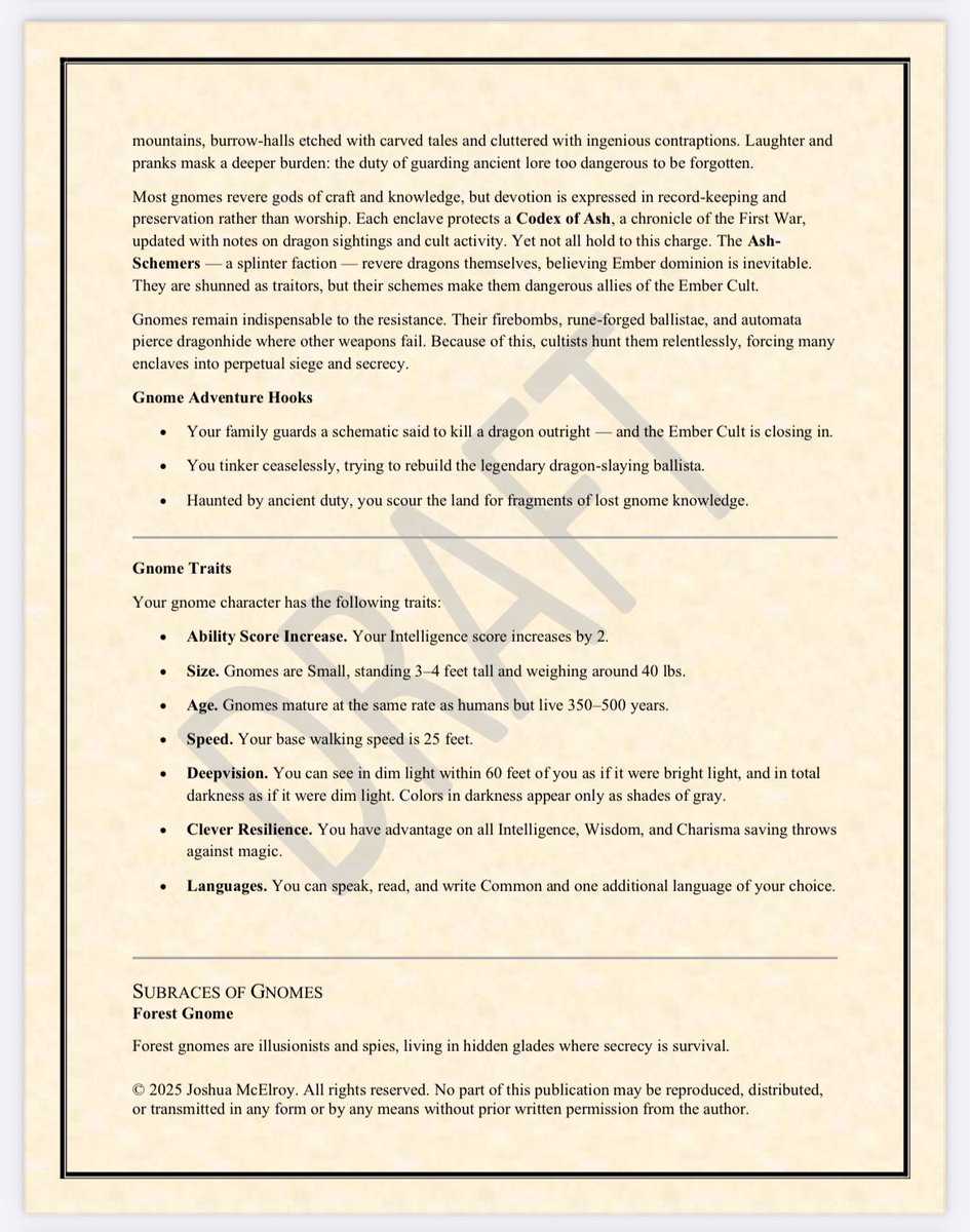AstralglitchX's tweet image. The full gnome lineup for The Last Dragon Ascendant.
Forest, Rock, and Ember — three paths, one legacy.
Proud of how this section came together.
#DnD5e
#TabletopRPG
#RPGCommunity
#FantasyWorldbuilding
