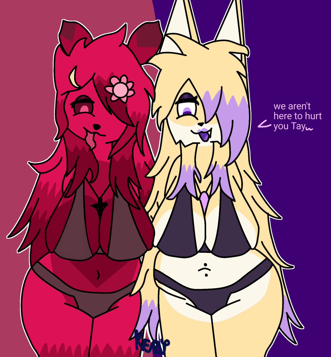 KenziTrash56's tweet image. Ashy and Lessy teasing 
Lessy is a OC from @draw_alex_ 
I loved drawing these 2 finally messed with shading and gloss so yeah