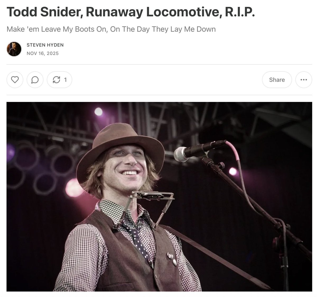 Steven_Hyden's tweet image. I wrote about the late, great Todd Snider. 
tinyurl.com/dvprxnp8