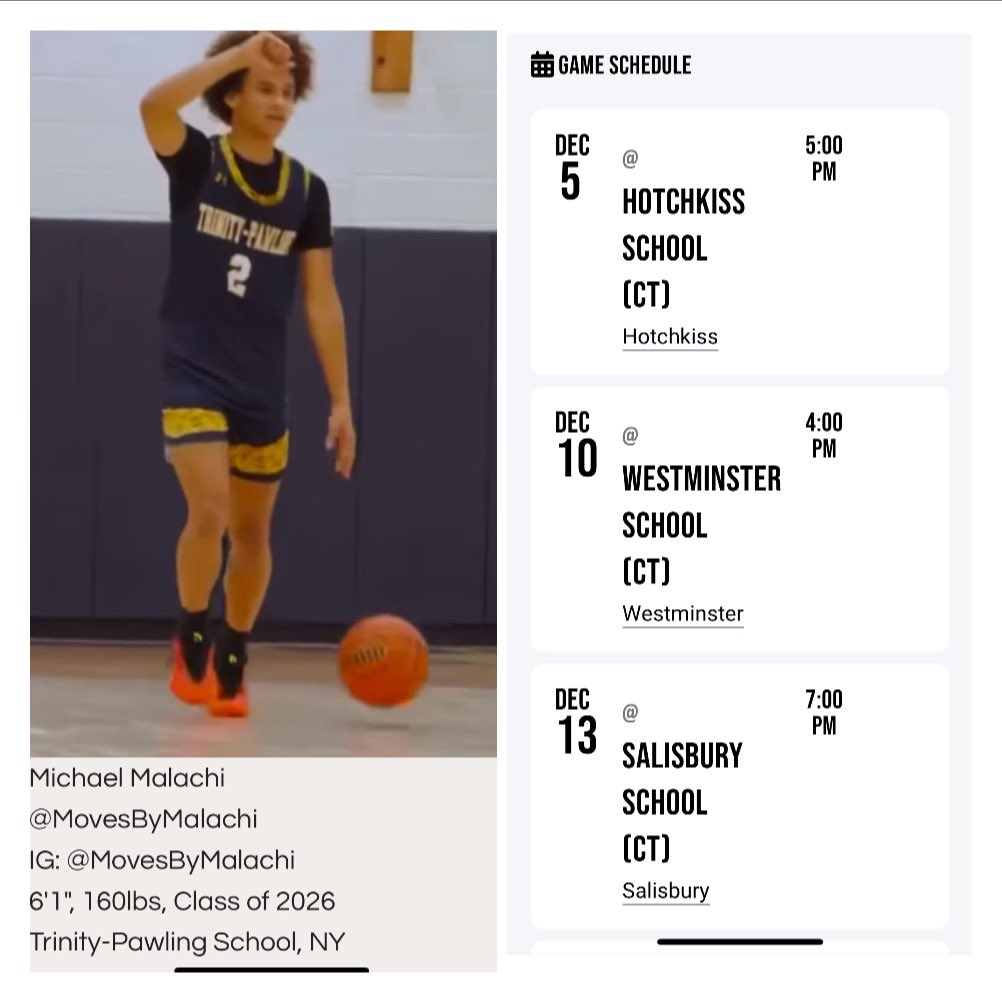 Trinity Pawling December schedule 👉🏼👉🏼