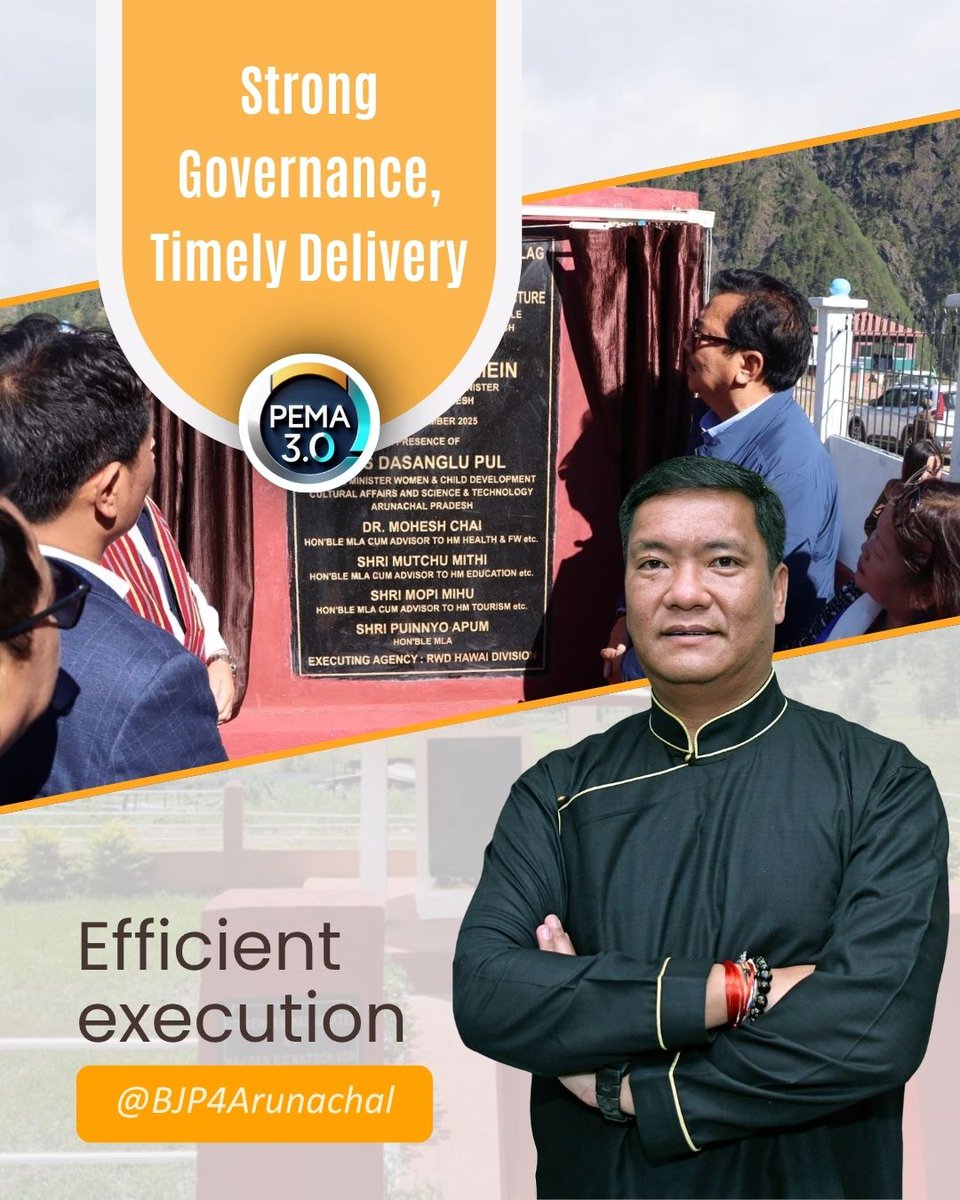 BJP4Arunachal's tweet image. The project’s timely completion reflects the focus on disciplined implementation and reliable service delivery promoted under Pema 3.0.

#Pema3.0 #GoodGovernance #ProjectDelivery 

@BJP4India @PemaKhanduBJP @ChownaMeinBJP @TheAshokSinghal @KalingMoyongBJP @NiglarTadar @Mutchu4