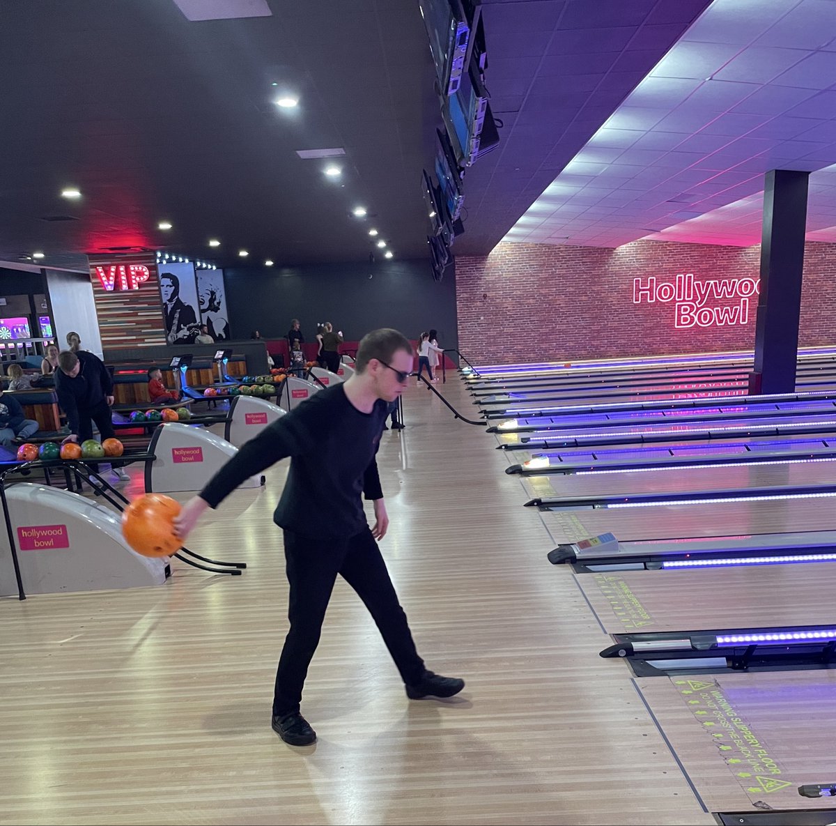 CascadeCharlton's tweet image. Enjoying a group bowling activity together #groupactivity #enablenotlabel #autismawareness