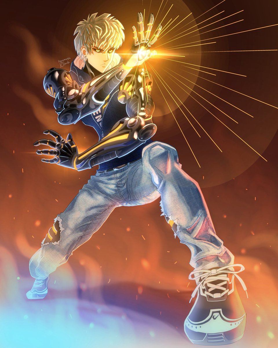 One-Punch Man: Genos
“Dual Incineration System”

I tried to break through my limits with this illustration.
Saitama-sensei… have I removed my limiter yet?

ワンパンマン：ジェノス
「二重焼却態勢」

この一枚で限界突破を狙いました。
サイタマ先生、俺はリミッター外せてますか？