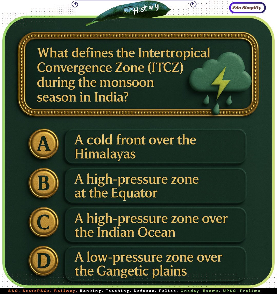 edusimplify's tweet image. ITCZ During Monsoon season in India.
(Aspirants, show us some support 💪)#UPSC #UPSCPrelims2026 #UPSCPreparation #UPSCPYQ #SSC #WBCS #CurrentAffairs #EduSimplify