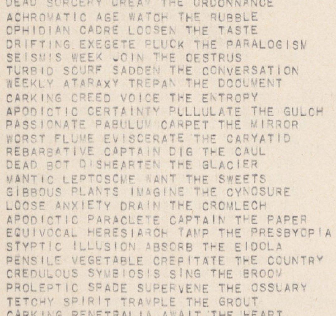 Coetzee "wrote programs for a computer that used an algorithm to select words from a set vocabulary and create repetitive lines. Coetzee never published these results, but edited and included phrases from them in poetry that he did publish."