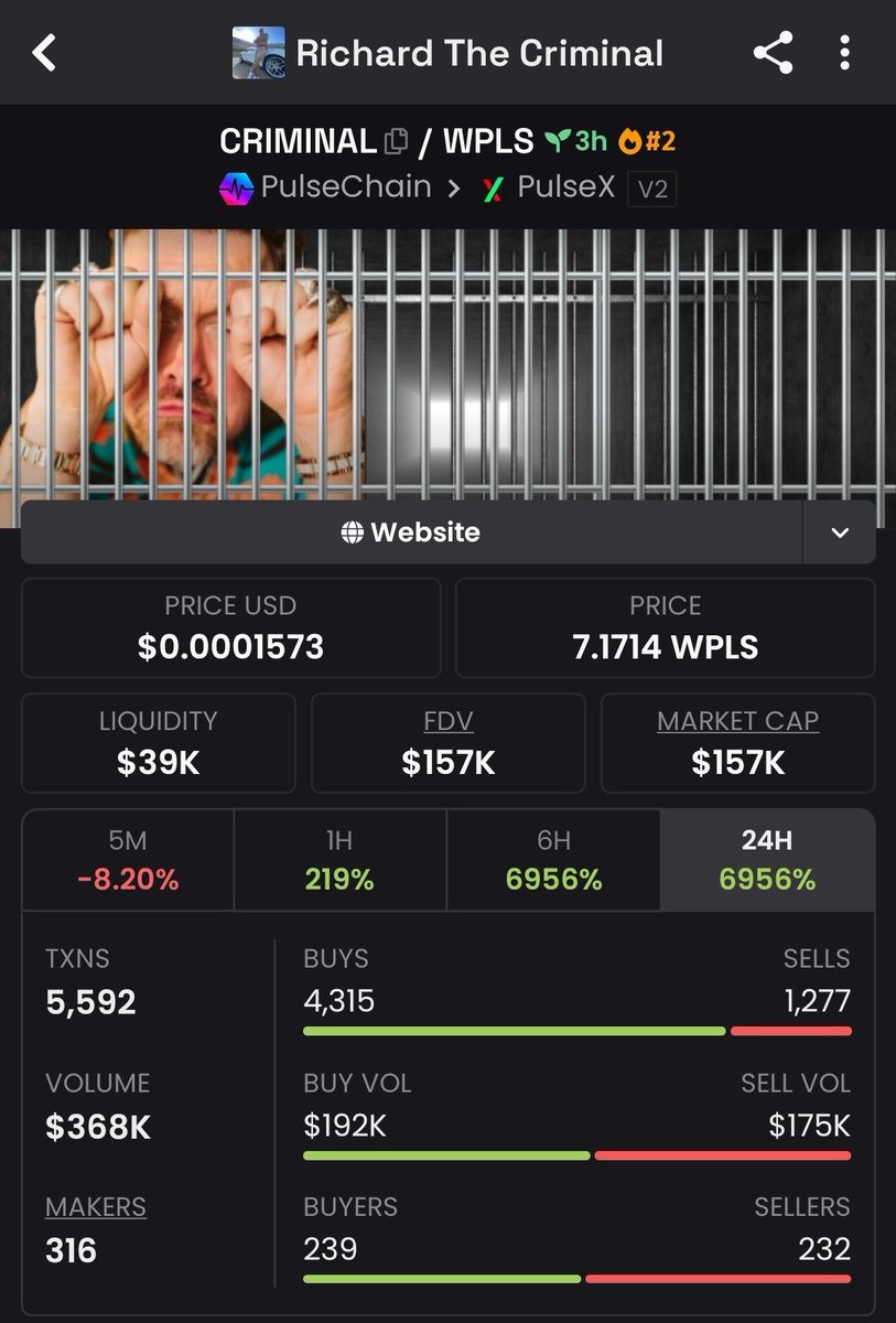 cryptosolv's tweet photo. ⚠️ $CRIMINAL recently launched on Pulsechain is a sophisticated honeypot scam token, don't buy it!

CA: 0x6d3283A50c28039a7ED00D22Ec27E3B332251296 https://t.co/8MtpkcBull