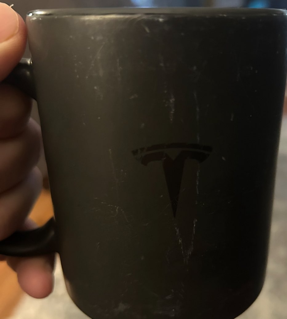 GriffRusty's tweet image. GM, the best part of waking up is coffee ☕️ in your scratched up Tesla cup 

That you bought with dogecoin when you still shitcoined 🤣