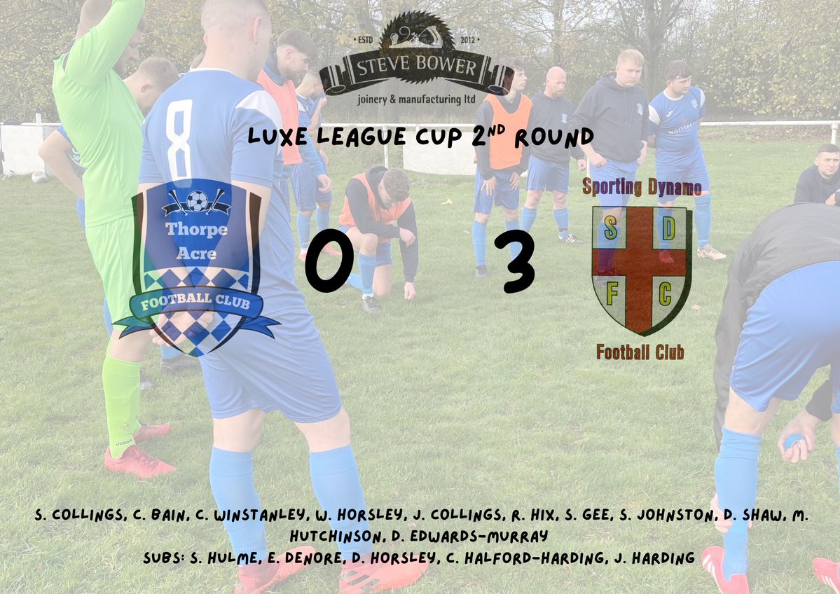 ThorpeAcrefc's tweet image. Thorpe Acre FC 0-3 Sporting Dynamo

After a very slow opening 20 minutes, we started to play our game and performed well second half. Couldn’t get the goals which we deserved! It’s league action next time!

Man of the Match: Delos Edwards-Murray
D*ck of the Day: Josh Harding