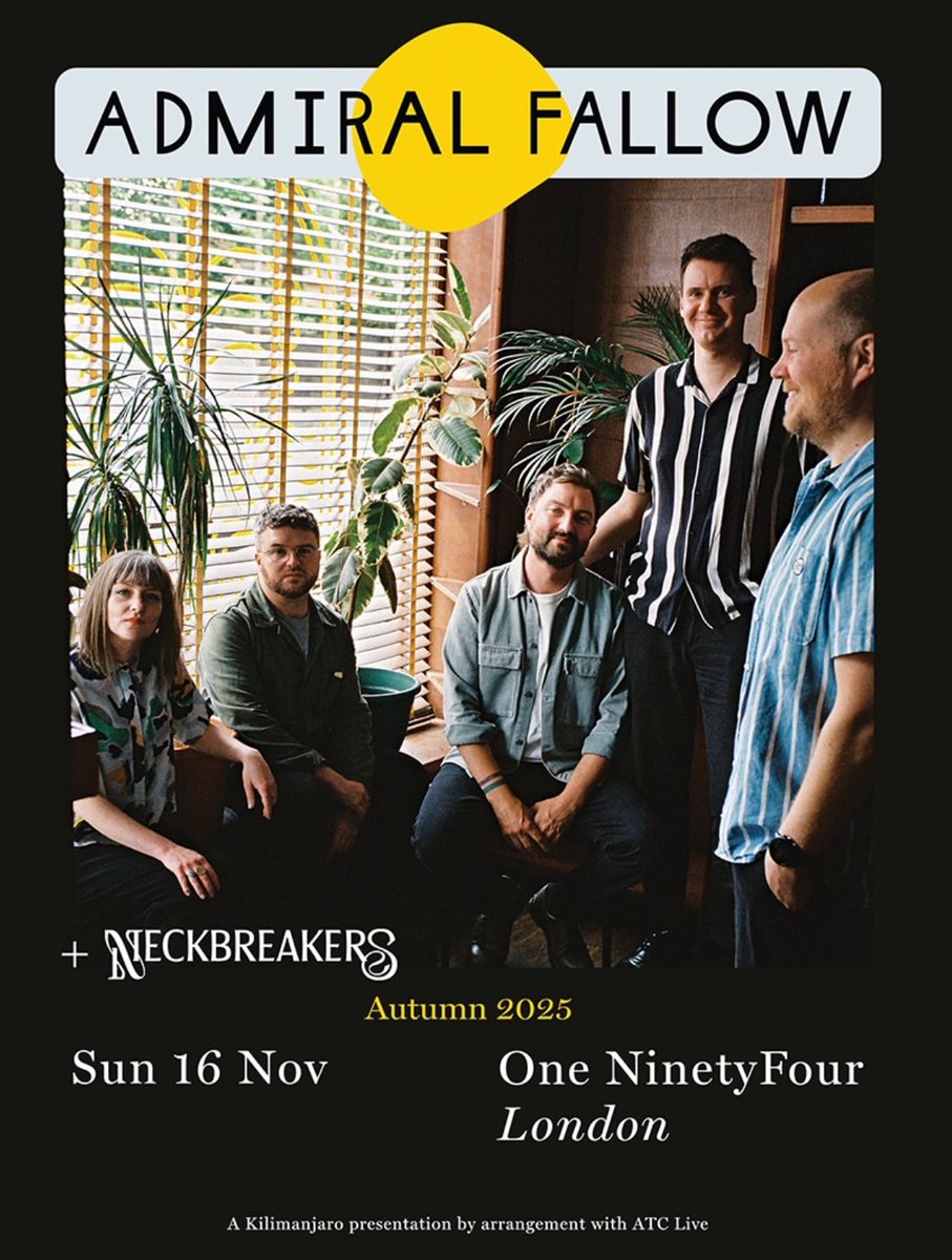 London! We play One NinetyFour, Piccadilly, tonight. It’d be lovely to see you for a cosy Sunday night hang. Remaining tix: 

admiralfallow.com/events/2025-11…
