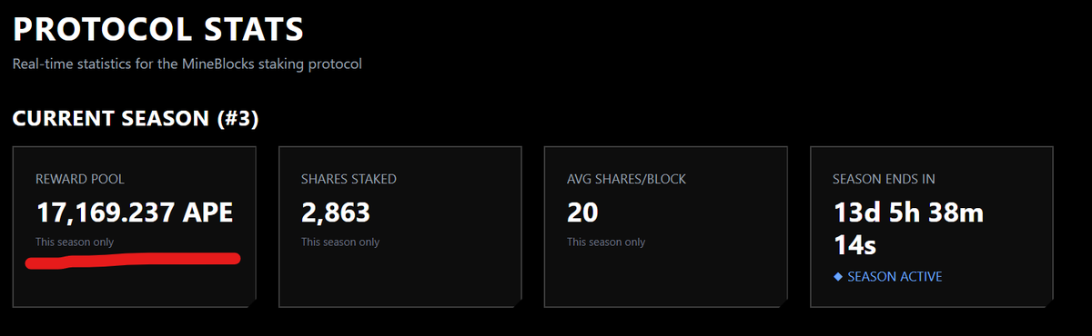 GM <a href="/ApeChainHUB/">ApeChainHUB</a> 

Less than 24 hrs in for MineBlocks™️

Staking reward pool &gt; 17k APE

You are not bullish enough

MineBoy.app

Brought to you by the team at NGMI . LAND

<a href="/notapunkscult/">Not a Punks Cult 🥸</a> <a href="/mineboy_app/">MineBoy</a>