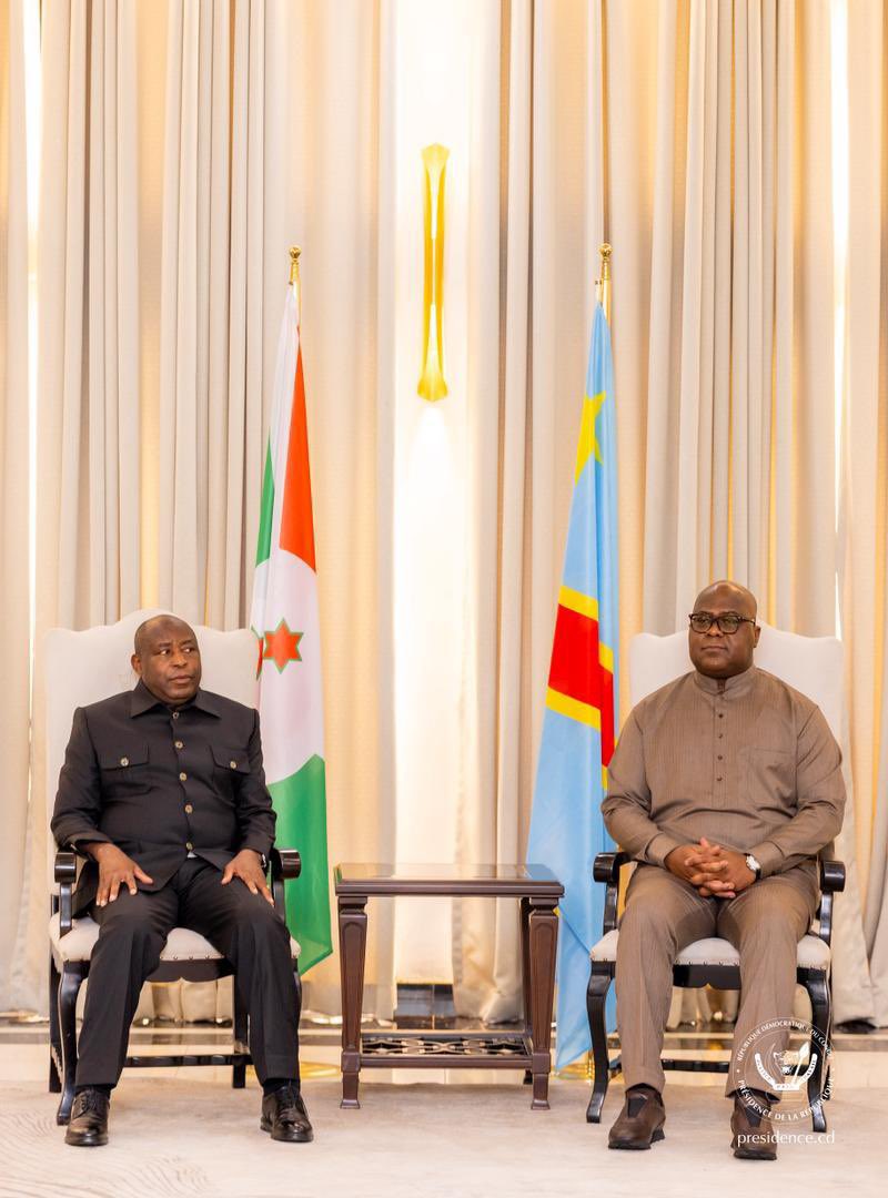 ElectionNet's tweet image. Après un 9ᵉ Sommet de la CIRGL marquant à Kinshasa, le Président Félix Tshisekedi a reçu son homologue burundais Évariste Ndayishimiye ce dimanche à la Cité de l’Union africaine. Leur tête-à-tête, suivi d’une réunion élargie avec leurs équipes, a permis de renforcer la…