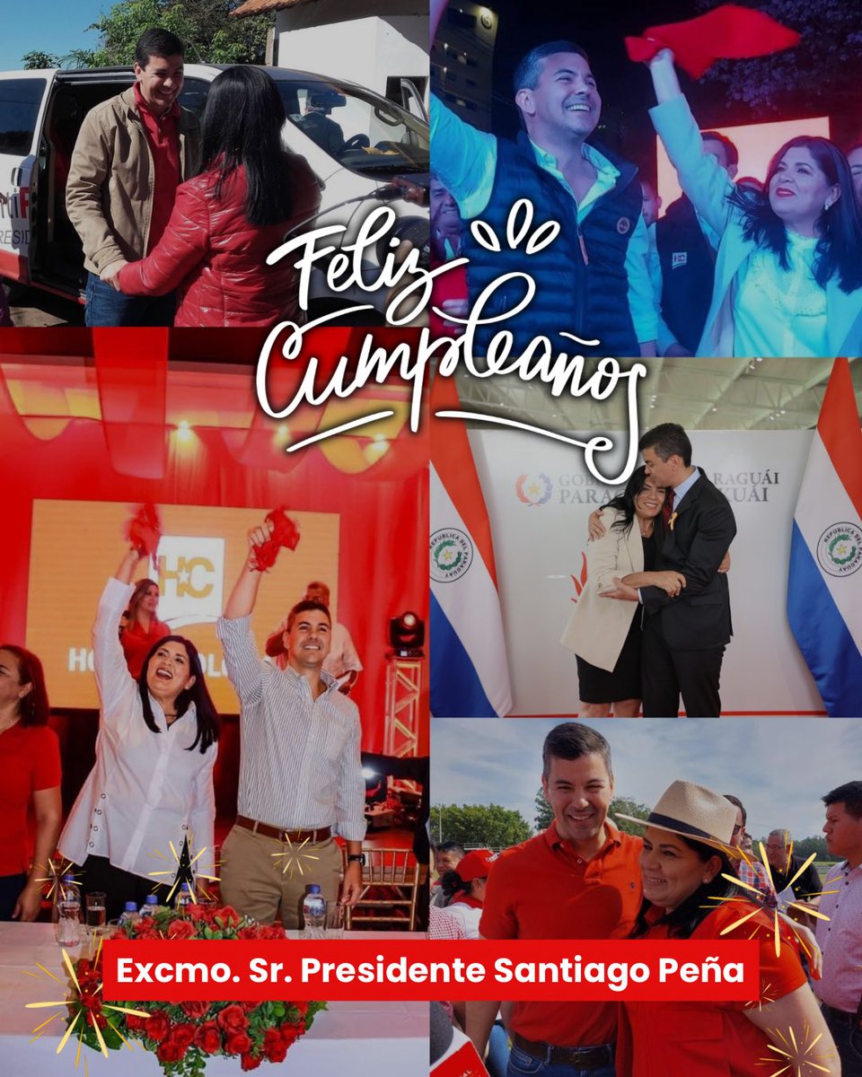 🥳 En este día especial quiero felicitar de corazón al presidente Santiago Peña.
Que Dios lo bendiga con salud, sabiduría y fortaleza para seguir conduciendo, con compromiso y dedicación, a nuestro querido Paraguay.

🇵🇾 ¡Felicidades, Presidente! <a href="/SantiPenap/">Santiago Peña</a>
