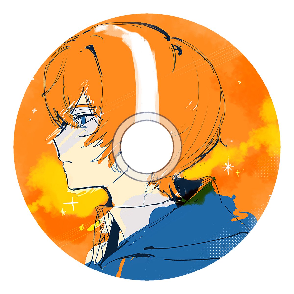 CDの穴を開けることでヘッドホン🎧付けてるみたいになる