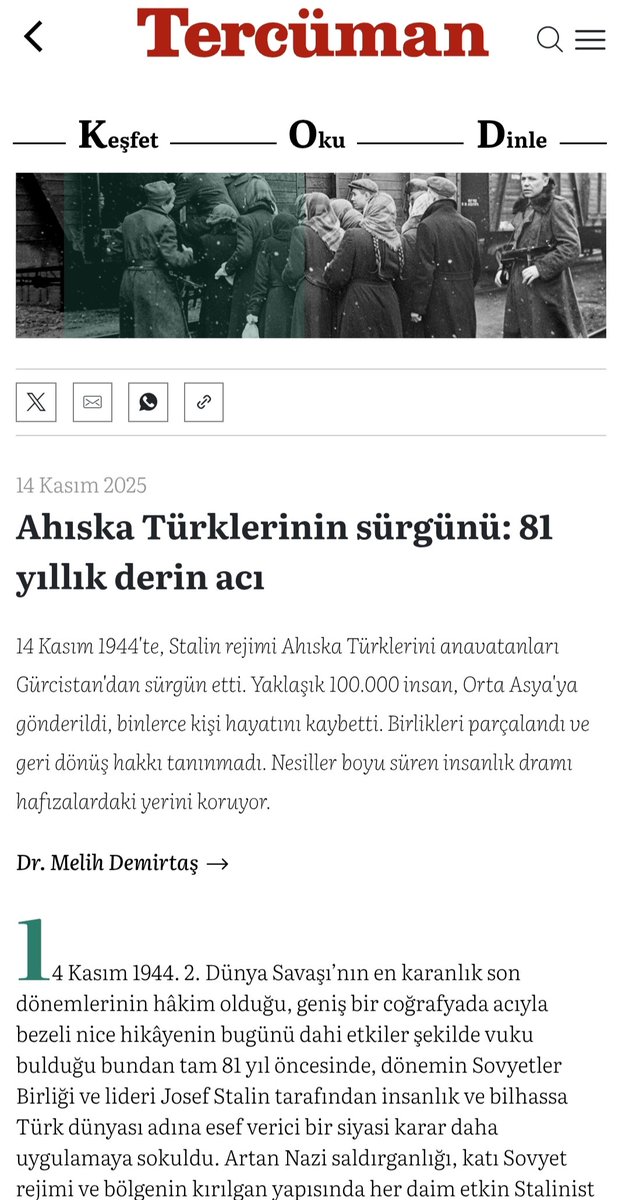 Melih_Demirtas's tweet image. #SovyetUluslaşması ve #güvenlik politikalarının insani açıdan en dramatik örneklerinden biri olarak tarihte yerini koruyan #AhıskaTürkleriSürgünü, bugün bize yalnızca zorunlu bir #coğrafi yer değiştirmeyi değil; #modernDevletler tarihinde, kimliğin, toplumsal yapının ve beşeri +