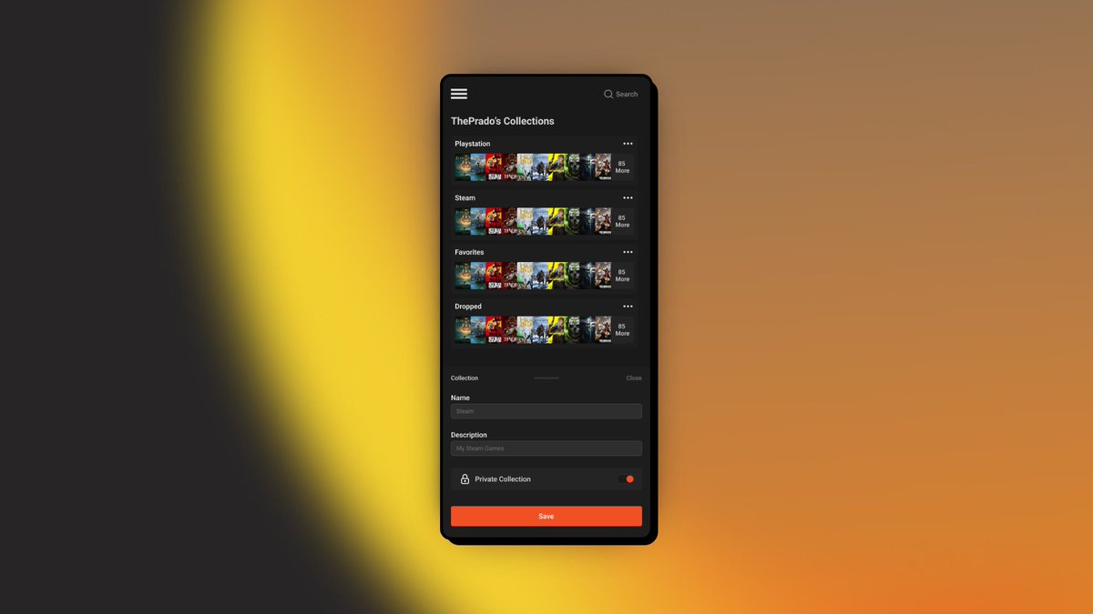 theprado_'s tweet image. Collections Redesign @gamenodeapp