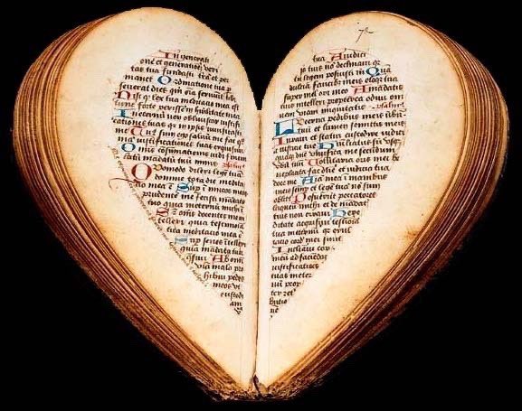 medieval heart-shaped prayer book in a medieval painting and in real life