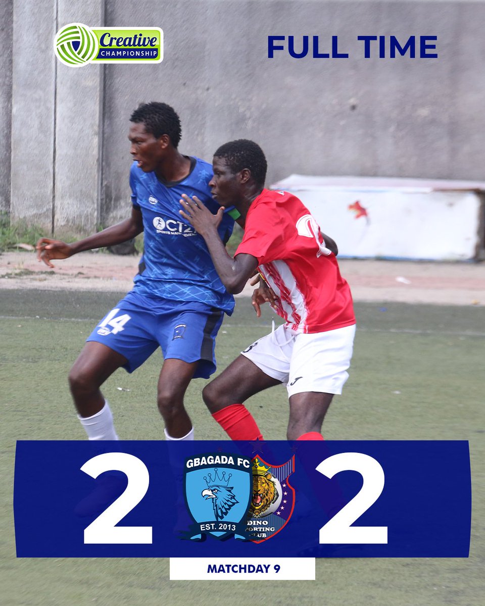 official_tcchq's tweet photo. Gbagada and Dino SC share spoils in entertaining four-goal stalemate.
#TCCLeague26 | #GBADSC | #Bet9ja https://t.co/t4mF06LKZ3