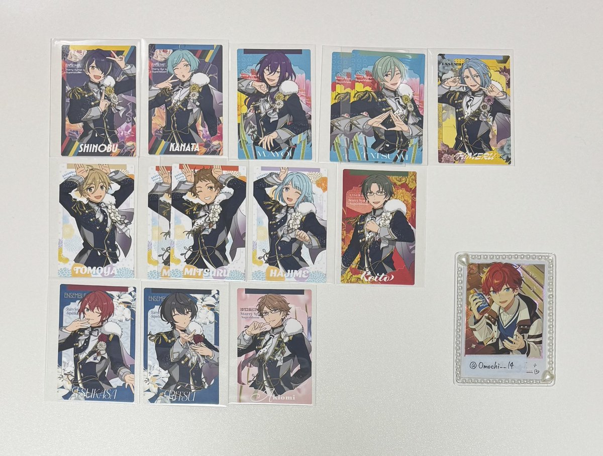 Omochi__14's tweet photo. 【交換】あんスタ スタフォニ カードコレクション

譲：忍 奏汰 マヨイ 巽 HiMERU 友也 光 創 敬人 司 凛月 章臣

求：一彩

お気軽にお声掛けください🧸 https://t.co/dPwiZaUSCU