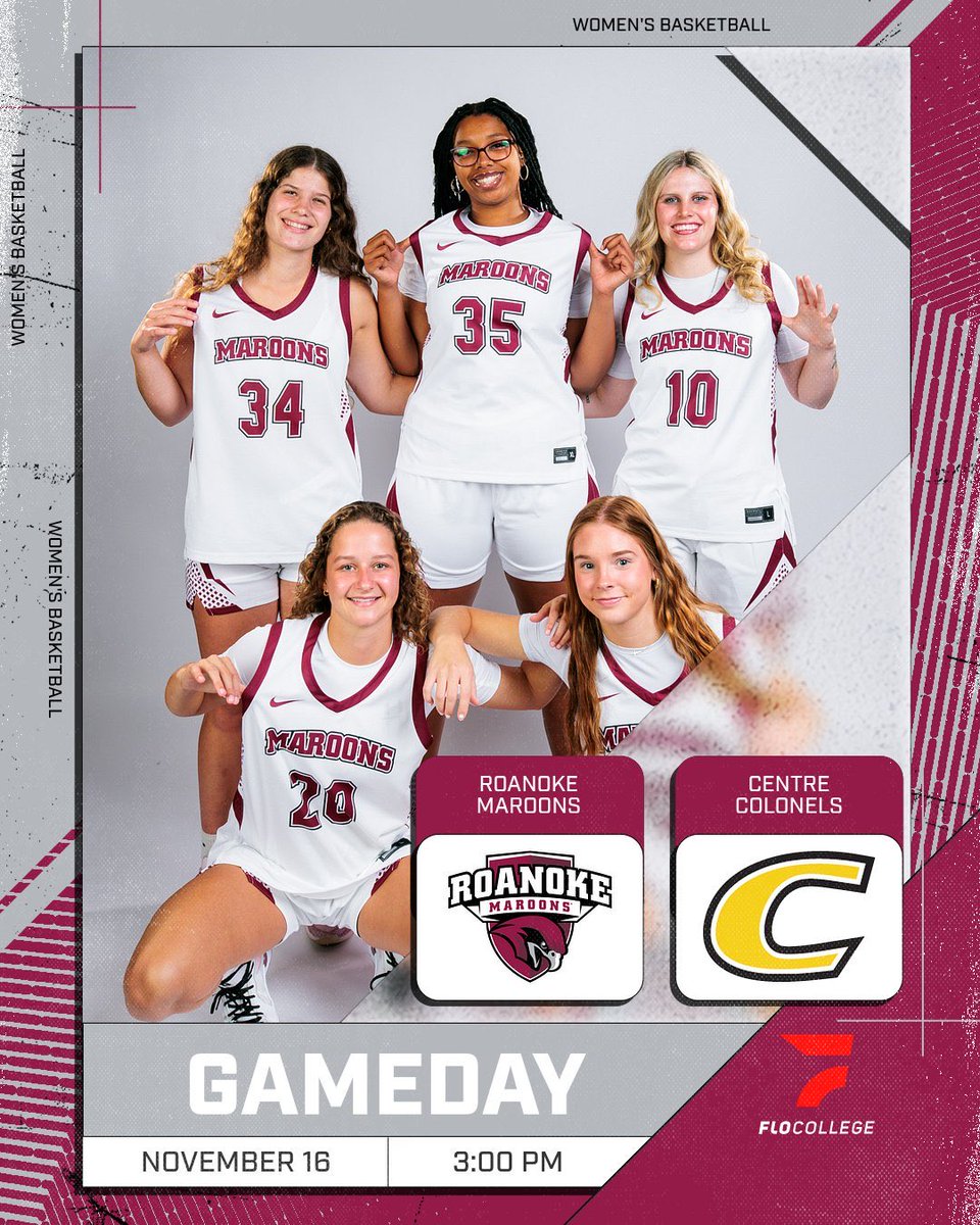 GAMEDAY!!

📍Salem, Va. (Cregger Center)
⌚️3 PM
📊🎥Join us at Cregger or keep up at roanokemaroons.com and flocollege.com

The squad wraps up the Jean Beamer Tip-Off Classic this afternoon against Centre!