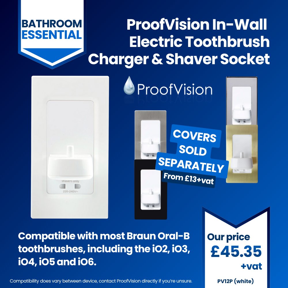 Bathroom charging, your way! 💥

The ProofVision in-wall toothbrush charger with shaver socket is the perfect bathroom upgrade. The sleek PV12P allows you to charge your toothbrush and shaver easily, saving you time and hassle. This charger blends seamlessly into any bathroom