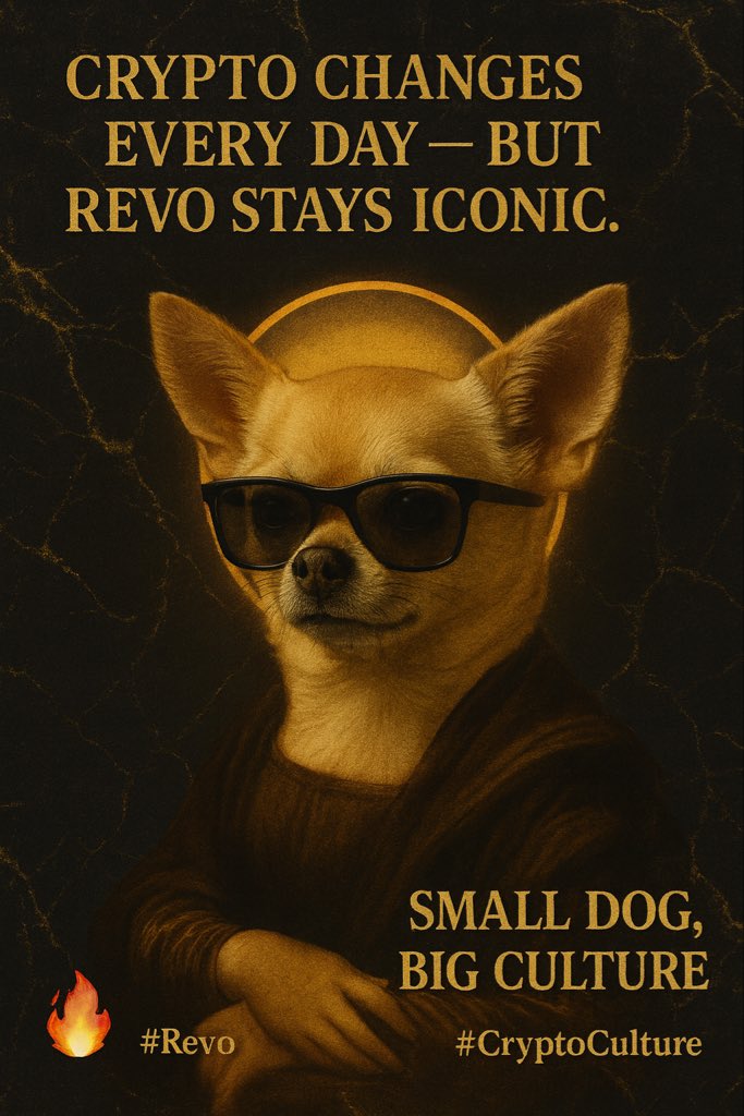 CriptoMrRevo's tweet photo. “Crypto changes every day — but Revo stays iconic. Small dog, big culture.” 🐕🔥 #Revo #CryptoCulture https://t.co/chwCOr6wU9
