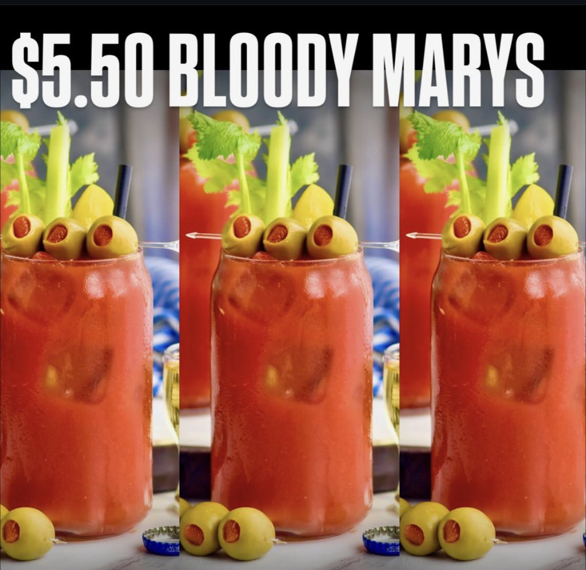 Doors open at 1:30 PM! $5.50 TITO’S Bloody Marys!