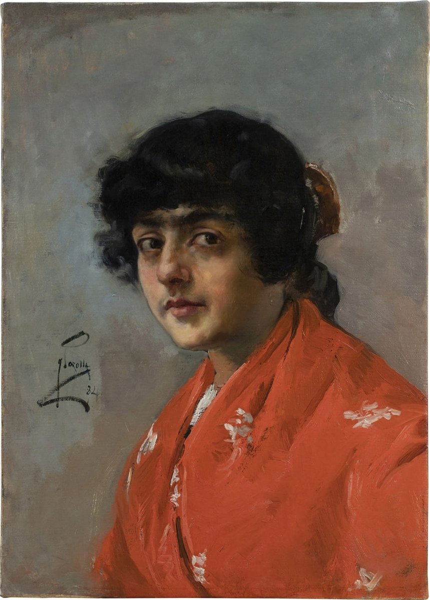 Joaquín Sorolla. Cabeza de gitana con mantón rojo. 1884. Óleo sobre lienzo. 59,4 x 42,5 cm