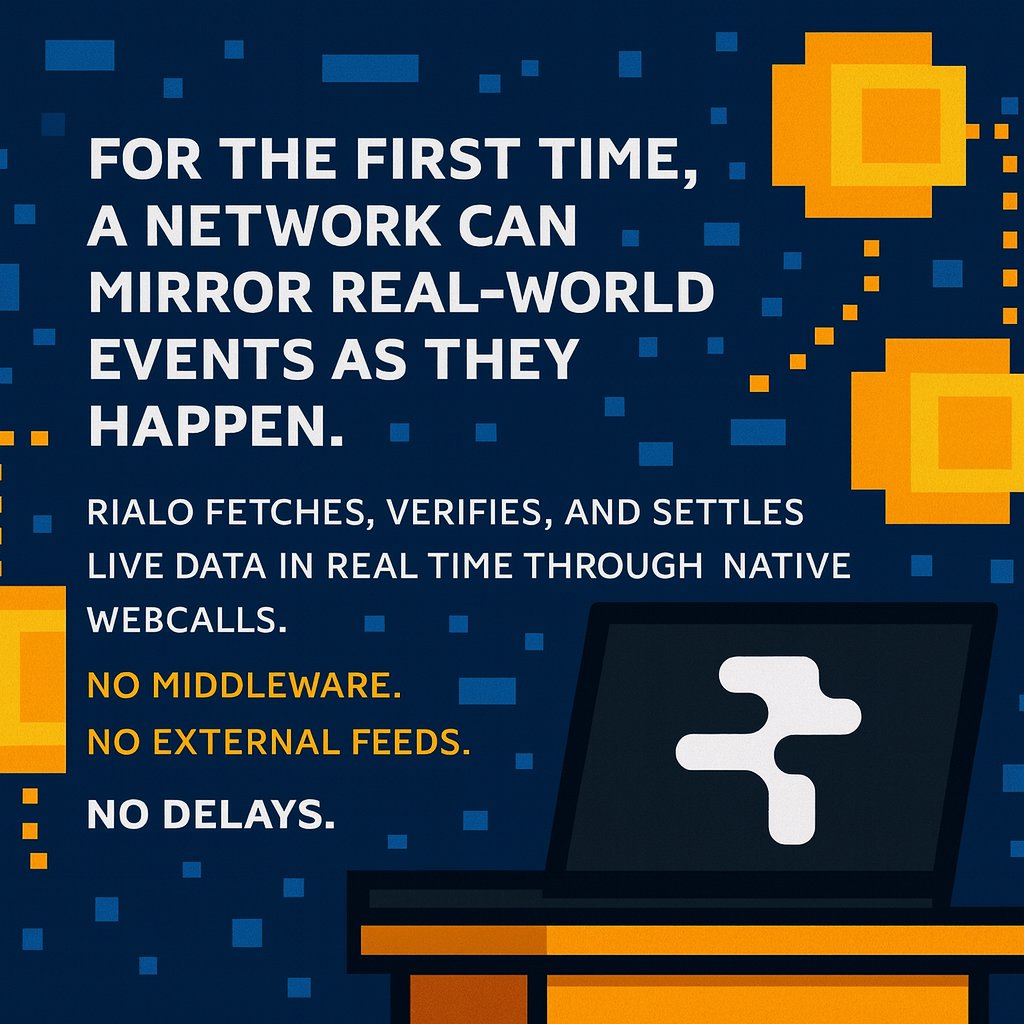 Juniorrr1945's tweet image. Grialo Fam 
@RialoHQ brings a new era of real-time Web3.

For the first time, a network can mirror real-world events as they happen with no middleware, no external feeds, and no delays.
All powered by native webcalls that fetch, verify, and execute data directly.

Web3 finally…