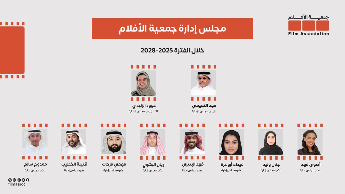 تعلن #جمعية_الأفلام_المهنية عن تشكيل مجلس إدارتها الجديد للدورة الثانية (2025–2028)، ليواصل مسيرته في صناعة وتطوير قطاع الأفلام السعودي،   ويمثّل هذا الإعلان انطلاقة لمرحلة أكثر أثرًا واحترافًا، وتعزيز دور المهنيين في هذا القطاع الحيوي. 

#الفيلم_السعودي 
<a href="/MOCSaudi/">وزارة الثقافة</a>