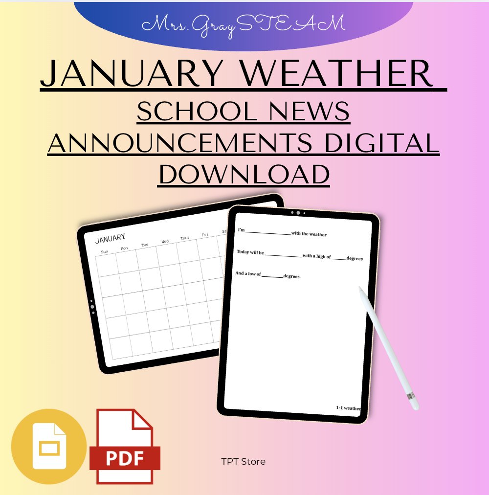 mrsgraysteam's tweet photo. School News/School Announcements/Weather Segment/Weather Copy/Weather January https://t.co/otQifda7OH https://t.co/4gTtB7BgVm