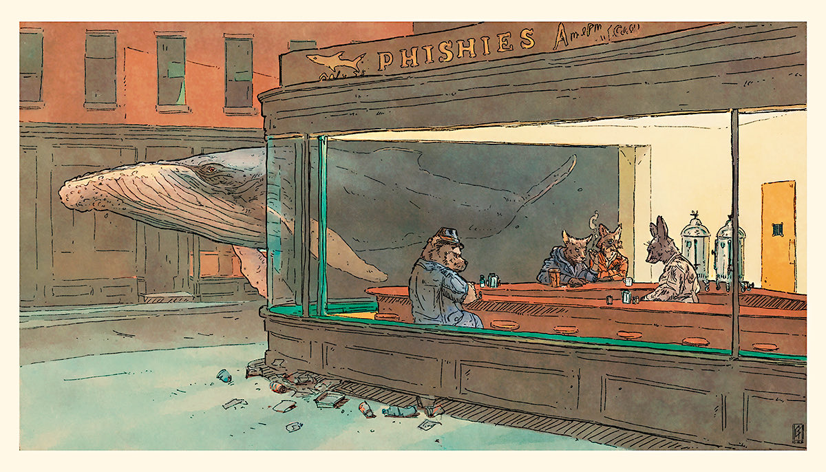 #repost of my revisit of the beautiful #nighthawks by #edwardhopper - Just in a different dimension inspired by #blacksad and others. Recreating famous paintings is always a great way to learn, done in #procreate .