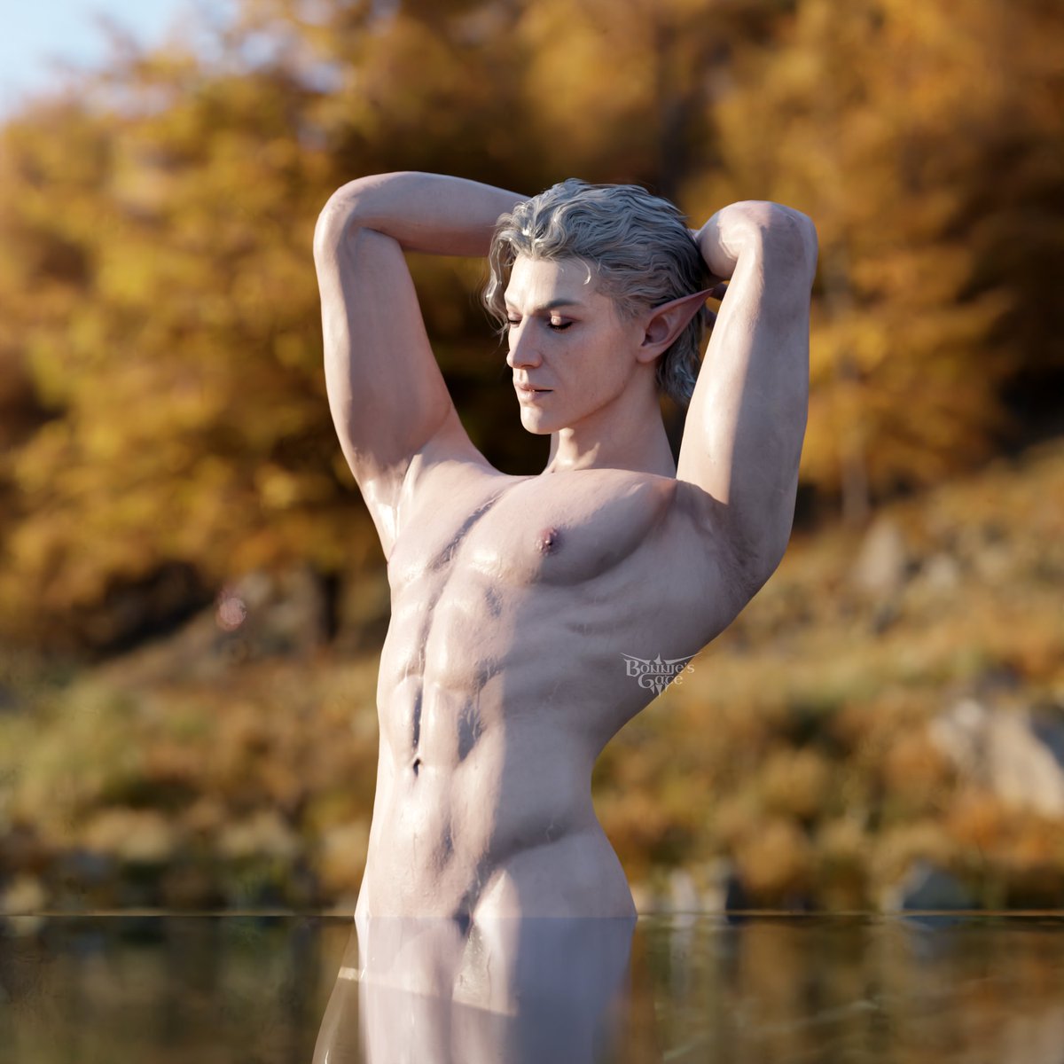 bonniesgate's tweet image. Lake bath 🍂 full res on my Patreon 💛
#Astarion #Astarionfanart #BG3 #render