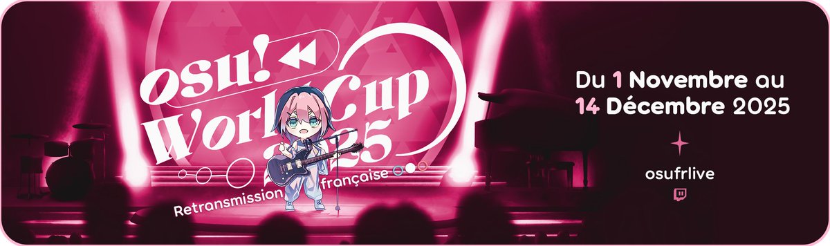 📣 osu! World Cup 2025

La FRONSS sort des Group Stages en Winners Bracket et doit déjà faire face aux États-Unis....

➡️ twitch.tv/osufrlive avec Nozhomi &amp; Timevid au cast 📺