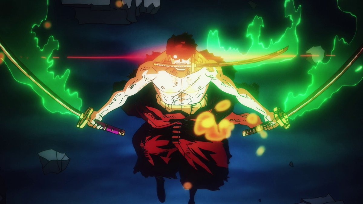 #ONEPIECE1150 
Kitetsu bursts into flames 
Zoro has green flames on his sword when he uses KOH
Shanks uses flaming attacks on his swords
Nusjuro uses red flames with his Shodai Kitetsu
What do we call this Flaming Swordsmanship?? Will Mihawk have black Flames coming out of Yoru?