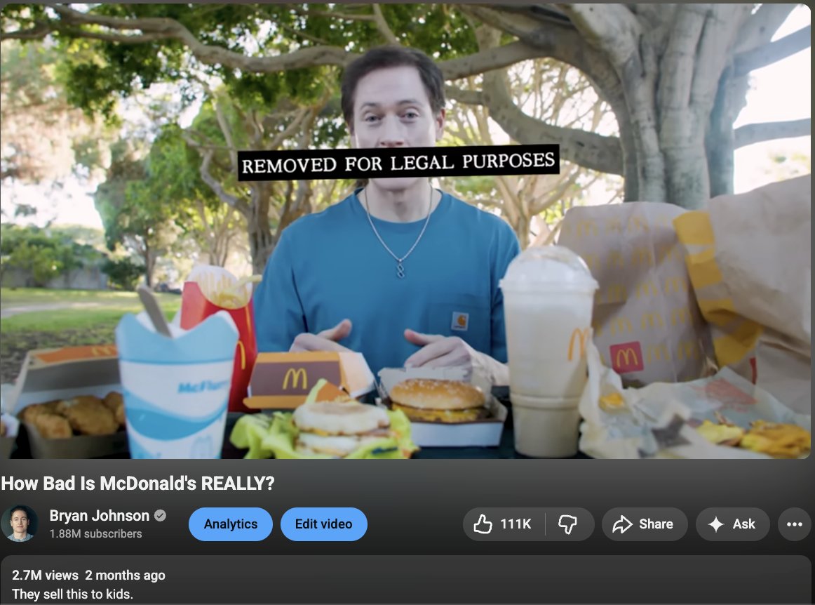 my mcdonald's breakdown is now the second best performing video on my youtube channel. 

next up: taco bell
