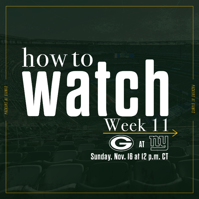packers's tweet photo. How to watch Packers at Giants

⏰ 12 p.m. CT
📍 East Rutherford, NJ
📺 FOX
📻 https://t.co/5AXrZ4al9E
📱 https://t.co/L2rcmqdyKN