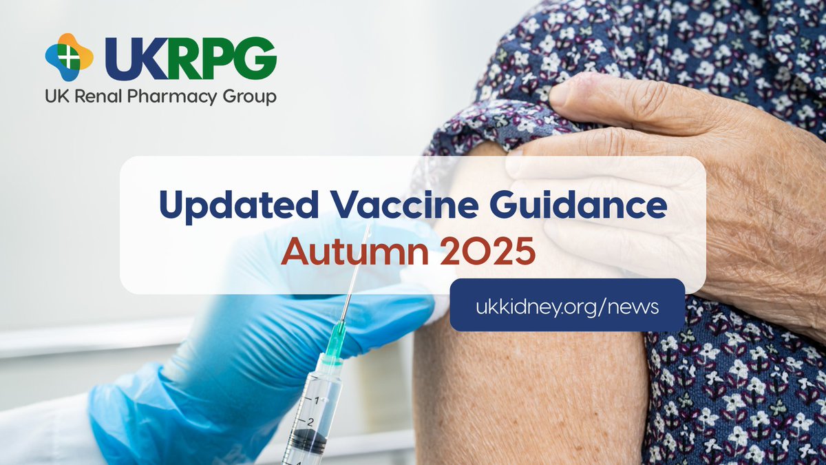 UKKidney's tweet photo. 📢 The #UKRPG has updated national #vaccination recommendations for people with CKD, dialysis & kidney transplants.
Key changes:
💉 COVID-19: Focused eligibility
💊 PCV20 to replace PPV23
🦠 Shingrix® for immunosuppressed adults 18+
🔗 Download: https://t.co/dXd4oTw3ru https://t.co/hlXawrTtAa