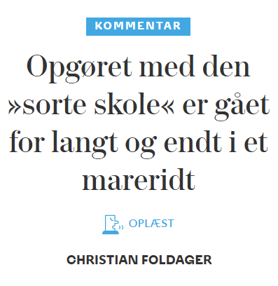 TAG MAGTEN TILBAGE

»Til sidst siger han, at han vil tage en kniv med i skole i morgen og slå mig ihjel,« lyder et vidneudsagn fra en anonym lærer.

Folkeskolen er i frit fald. Løsningen? Et opgør med en fejlslagen pædagogik.

Læs i WA: weekendavisen.dk/opinion/tag-ma…

#dkpol #skolechat