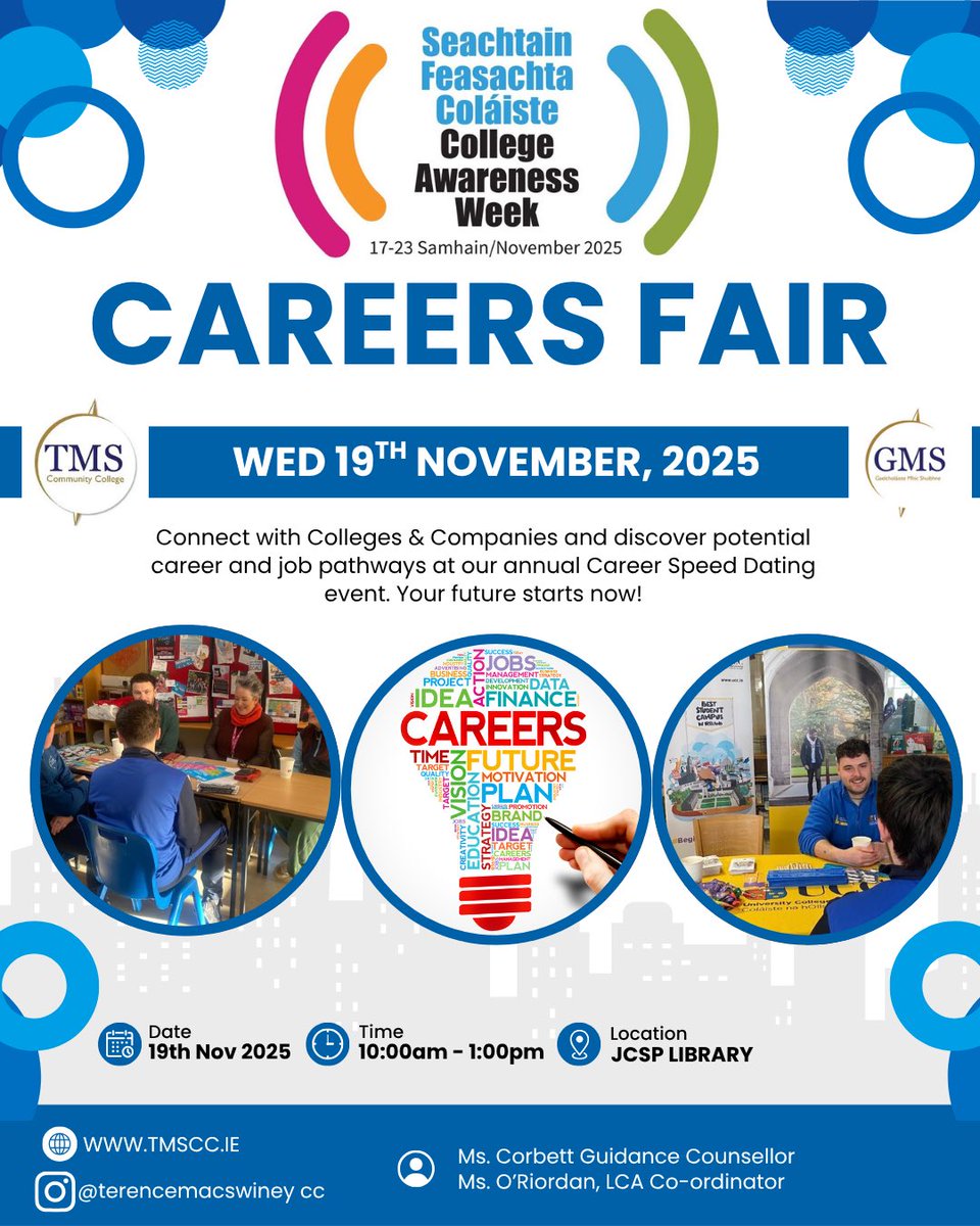 MacswineyCc's tweet image. Exciting Week ahead for College Awareness Week 🎓🎓🎓🎓@gctms @corketb #caw2025 @studyclix @UCC @MTUCork_Access
