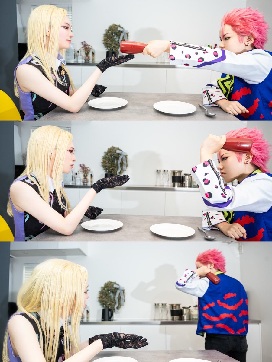 PiP_cos's tweet image. 【crsm_cosplay】

＃４　反発
“どんな些細なことにも必ず抗う、反発する。”

『俺はお前にケチャップを、ぜってー渡さねえ。』

 #7人の大好きな溜まり場0802